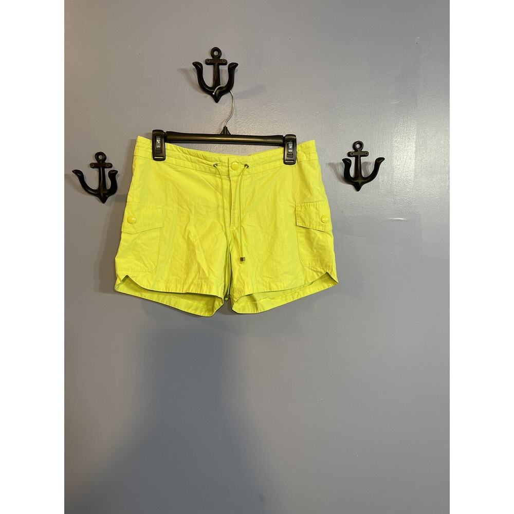 Banana Republic Womens 4 Cargo Shorts Green Flap Pockets Drawstring Waist